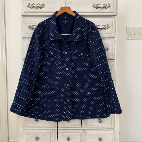 Talbots Jackets & Blazers - Talbots Navy Polka Dot Snap Button Coat Jacket